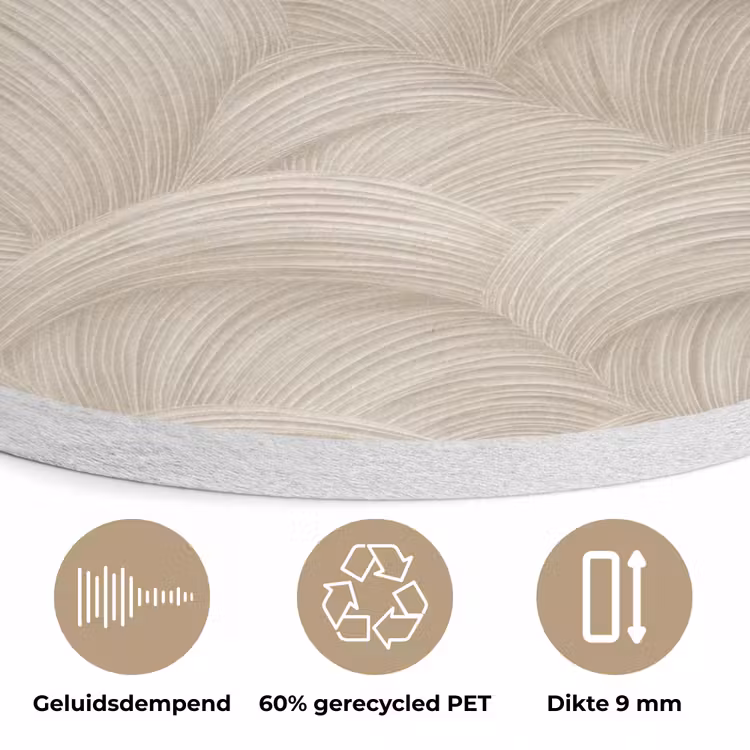 Bogen - Patroon - Beige Akoestische PET Vilt - Rond klein 838 -closeup_NL