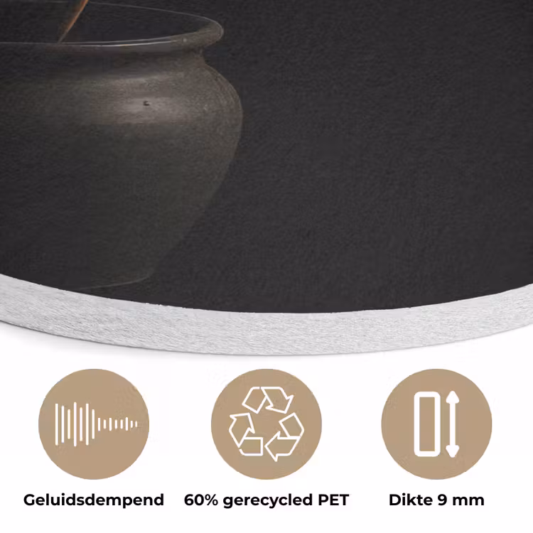 Bol - Gedroogd - Vaas - Zwart Akoestische PET Vilt - Rond klein -closeup_NL