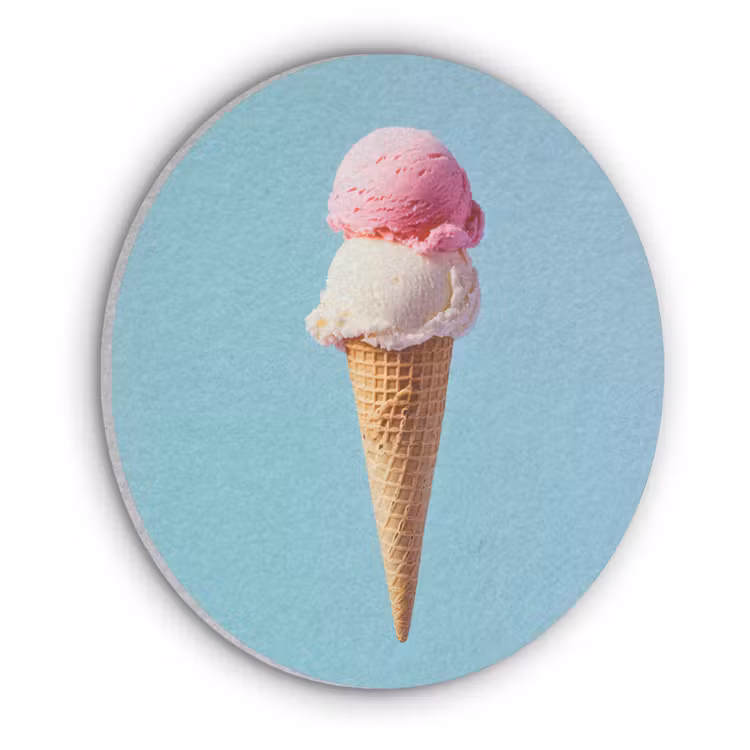 Bolletjes - Schepijs - Hoorntje - Blauw Akoestische PET Vilt - Rond klein -3d