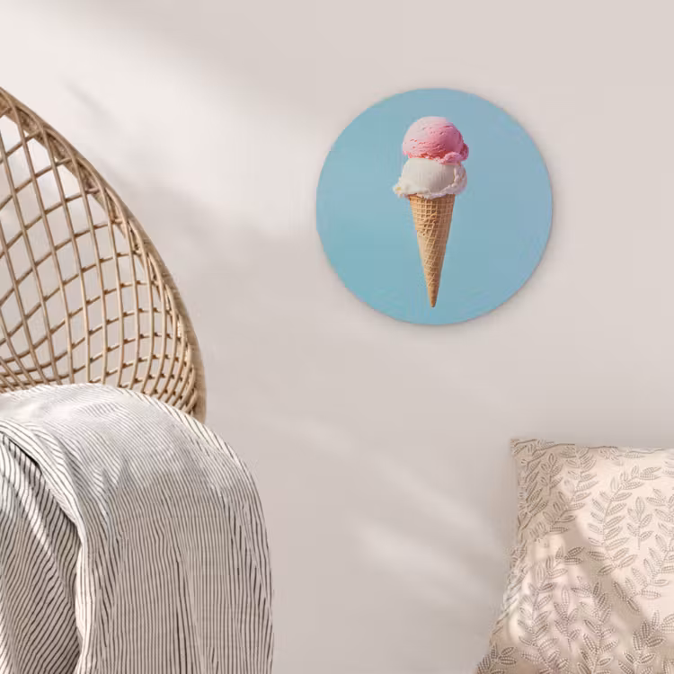 Bolletjes - Schepijs - Hoorntje - Blauw Akoestische PET Vilt - Rond klein -sfeer4