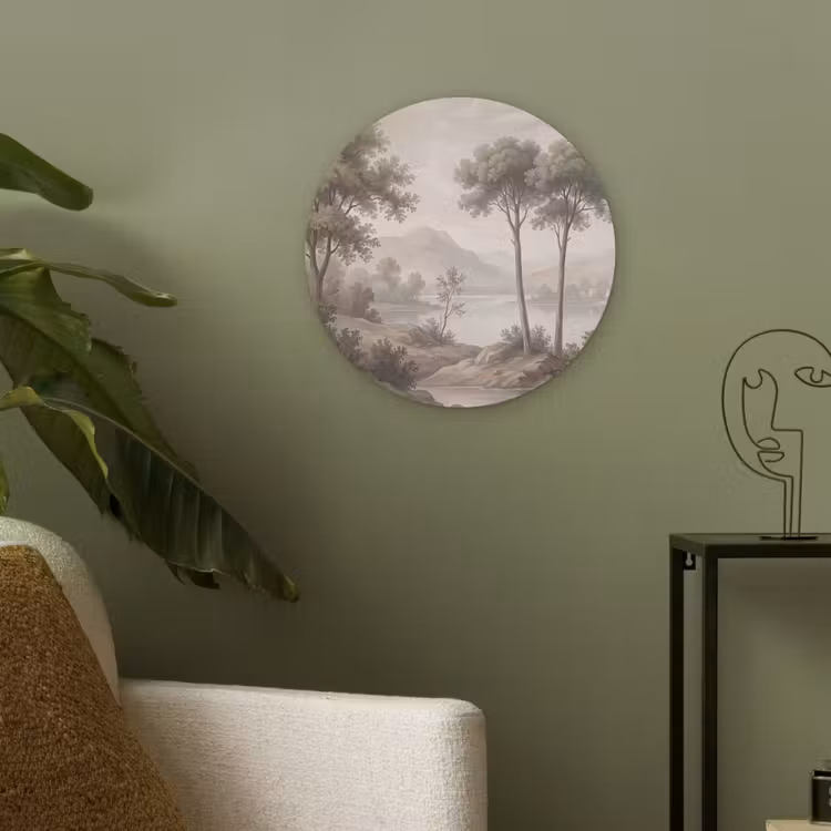 Bomen - Meer - Bergen - Illustratie Akoestische PET Vilt - Rond klein -sfeer2
