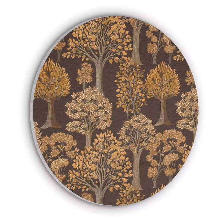 Bomen - Patroon - Bruin Akoestische PET Vilt - Rond klein 838 -3d