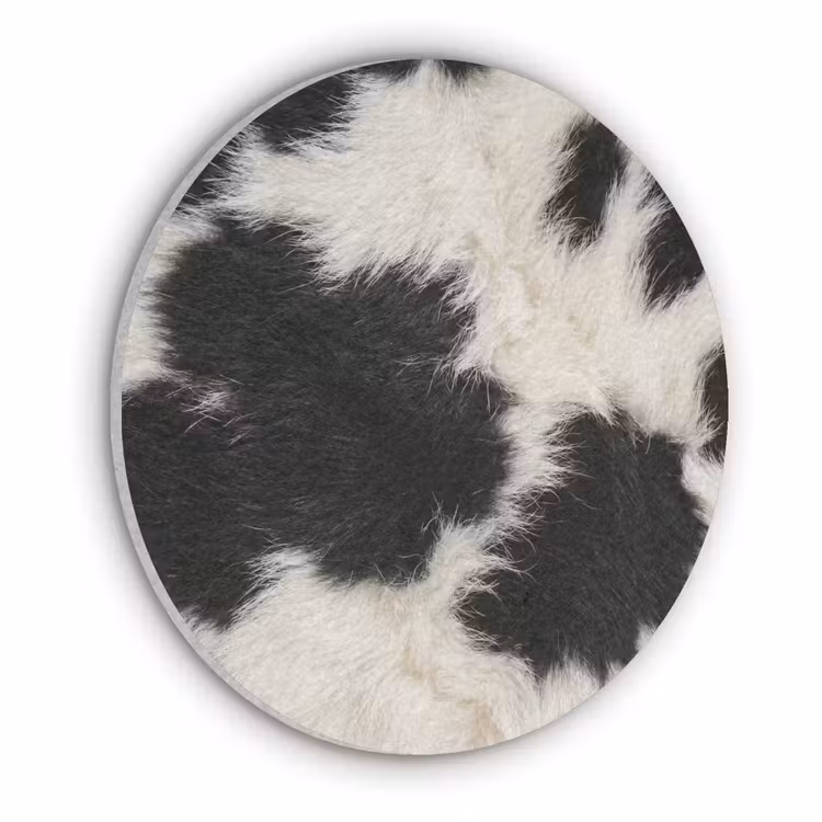 Bont - Textuur - Zwart - Wit Akoestische PET Vilt - Rond klein -3d