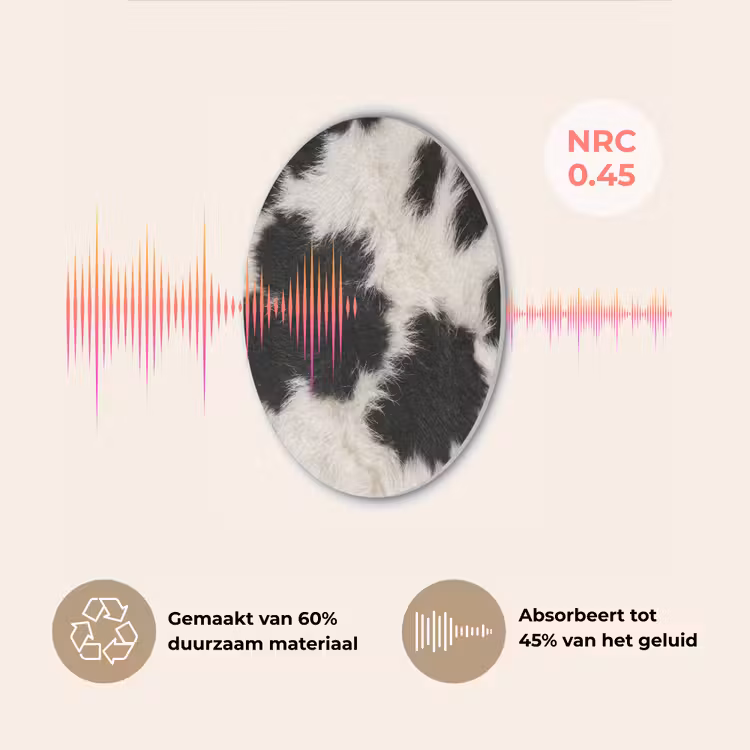 Bont - Textuur - Zwart - Wit Akoestische PET Vilt - Rond klein -USP_NL
