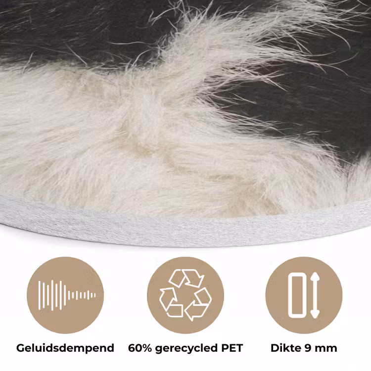 Bont - Textuur - Zwart - Wit Akoestische PET Vilt - Rond klein -closeup_NL