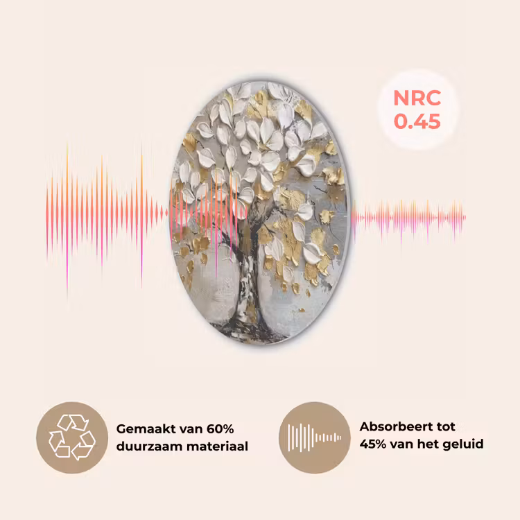 Boom - Beige - Grijs - Goud - Abstract Akoestische PET Vilt - Rond klein -USP_NL