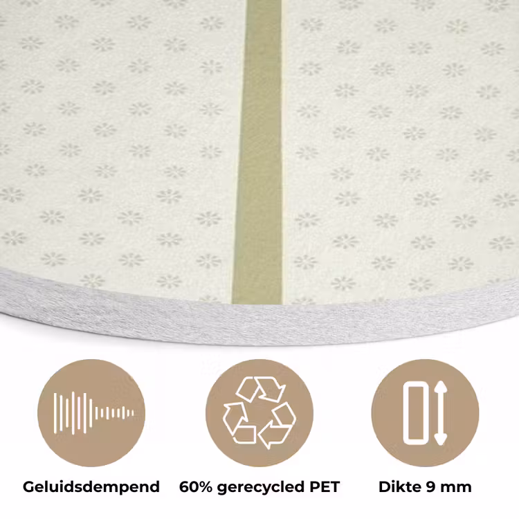 Boom - Bladeren - Groen - Decoratief - Beige Akoestische PET Vilt - Rond klein -closeup_NL