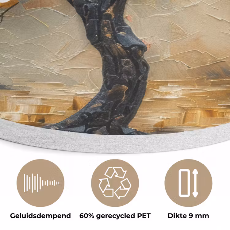 Boom - Bloemen - Goud - Beige Akoestische PET Vilt - Rond klein -closeup_NL