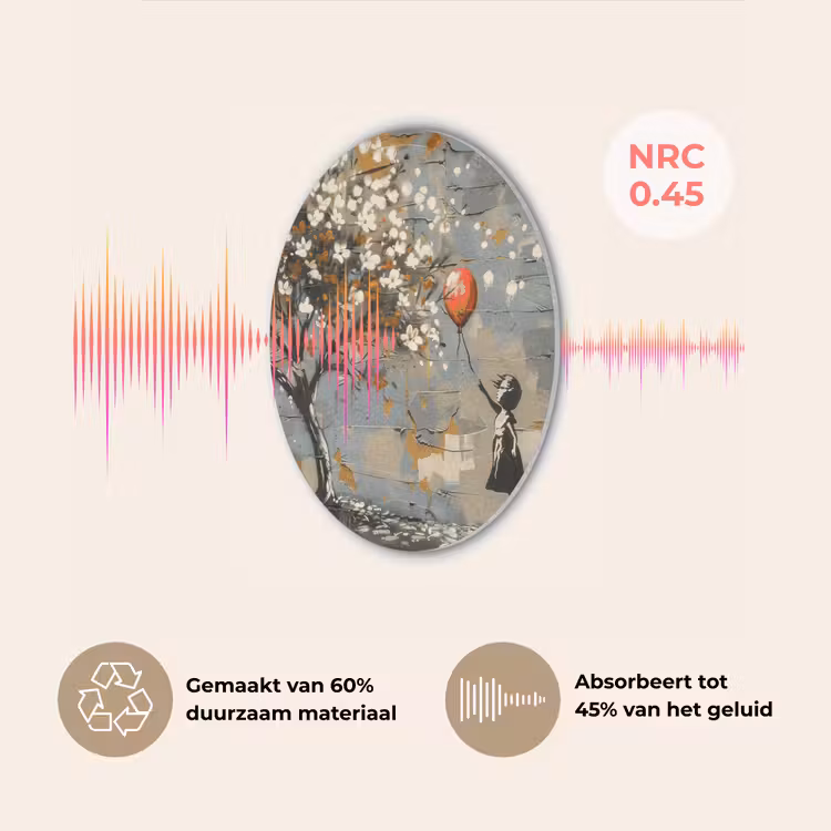 Boom - Graffiti - Banksy Style - Balloon Girl Akoestische PET Vilt - Rond klein -USP_NL