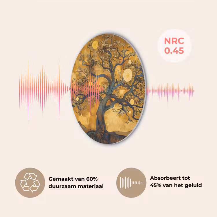 Boom - Levensboom - Abstract - Goud Akoestische PET Vilt - Rond klein -USP_NL