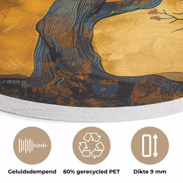 Boom - Levensboom - Abstract - Goud Akoestische PET Vilt - Rond klein -closeup_NL