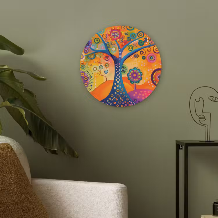 Boom - Levensboom - Abstract - Kleurrijk Akoestische PET Vilt - Rond klein -sfeer2