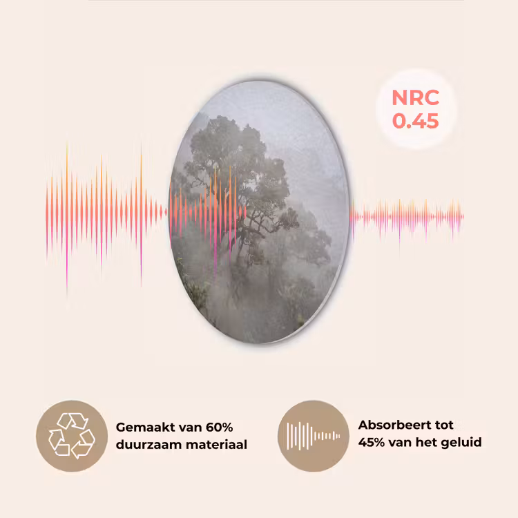 Boom - Mistig - Bos - Groen - Natuur Akoestische PET Vilt - Rond klein -USP_NL
