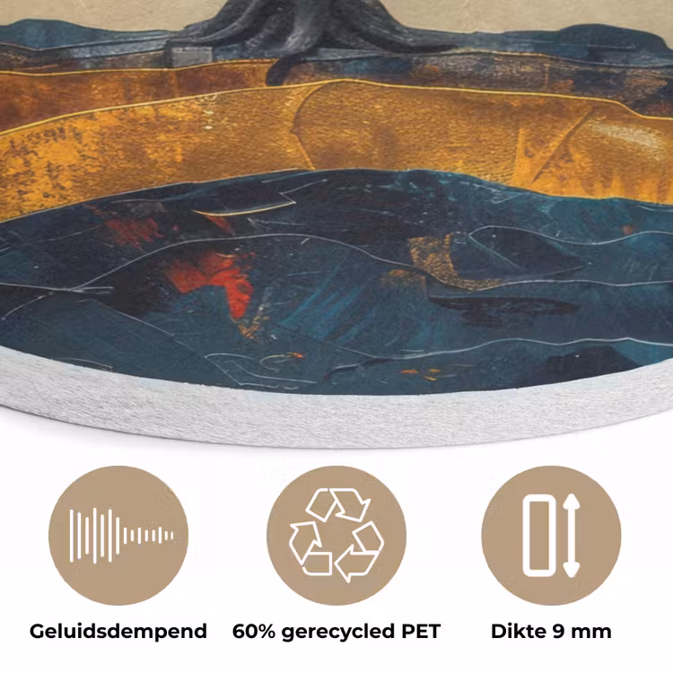 Boom - Natuur - Goud - Modern Akoestische PET Vilt - Rond klein -closeup_NL
