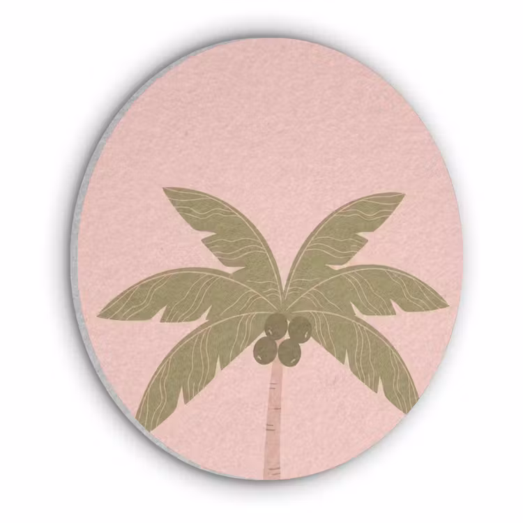 Boom - Palm - Natuur - Illustratie - Roze Akoestische PET Vilt - Rond klein -3d