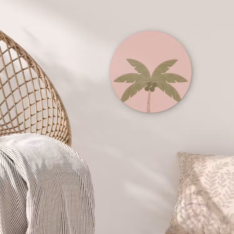 Boom - Palm - Natuur - Illustratie - Roze Akoestische PET Vilt - Rond klein -sfeer4