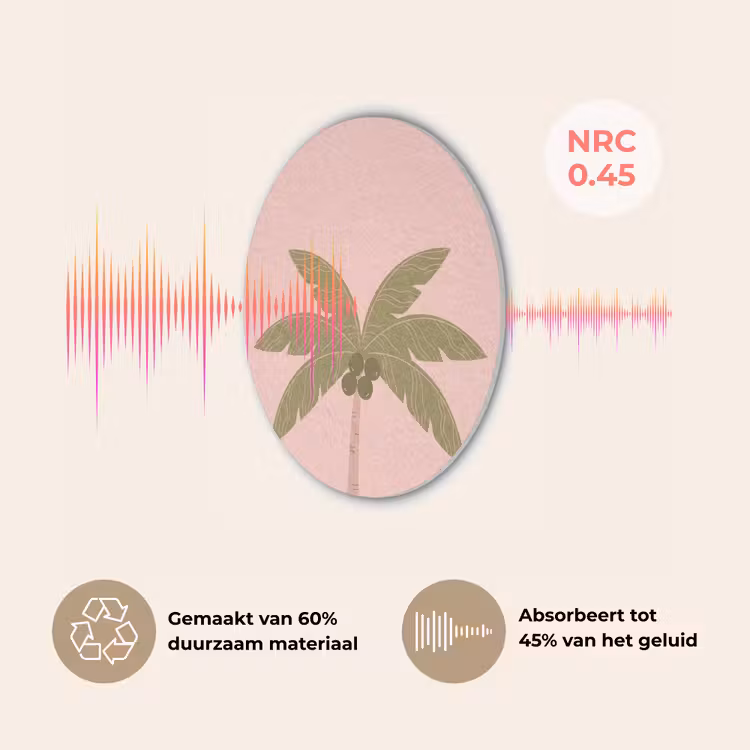 Boom - Palm - Natuur - Illustratie - Roze Akoestische PET Vilt - Rond klein -USP_NL