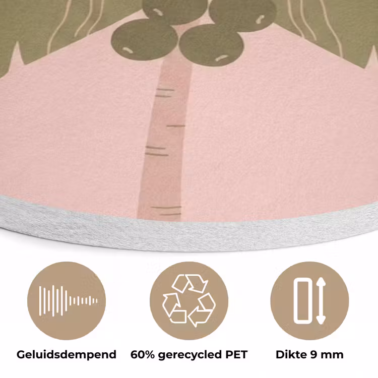 Boom - Palm - Natuur - Illustratie - Roze Akoestische PET Vilt - Rond klein -closeup_NL