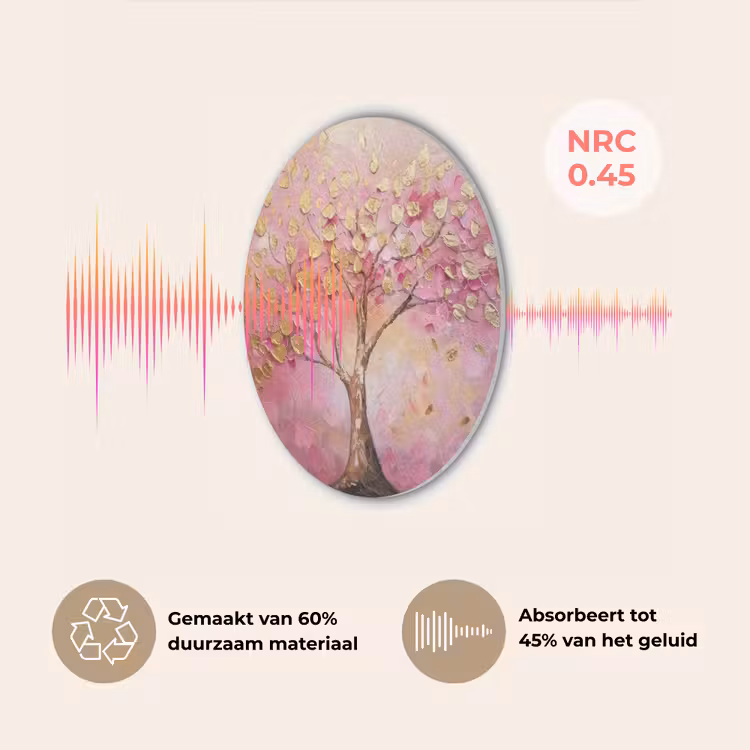 Boom - Roze - Goud - Modern Akoestische PET Vilt - Rond klein -USP_NL