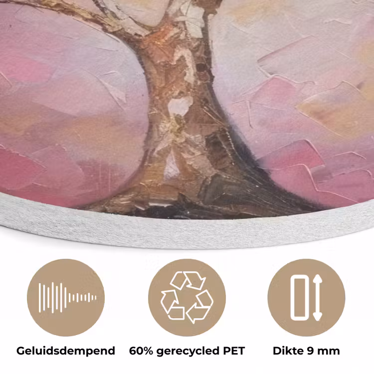 Boom - Roze - Goud - Modern Akoestische PET Vilt - Rond klein -closeup_NL