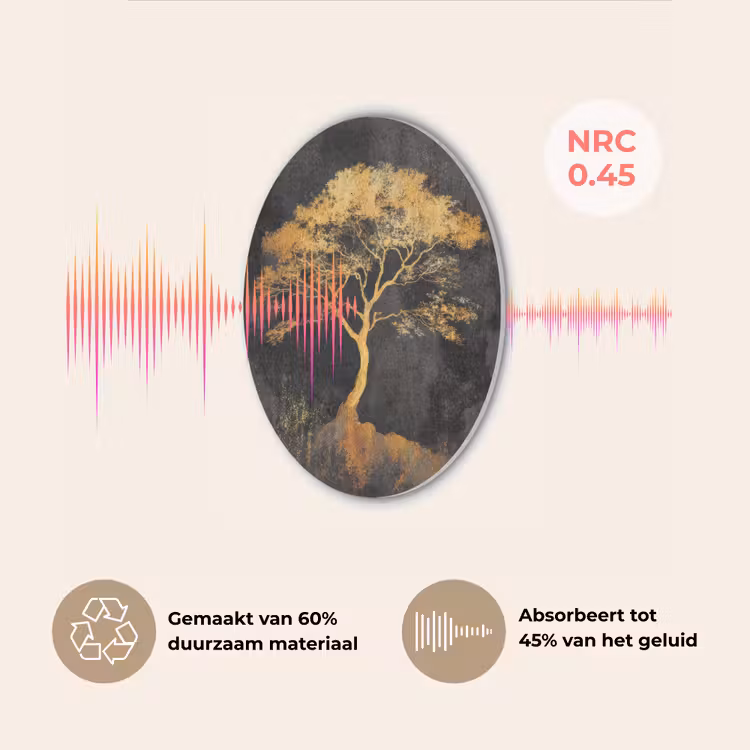 Boom - Schilderij - Goud - Abstract Akoestische PET Vilt - Rond klein -USP_NL