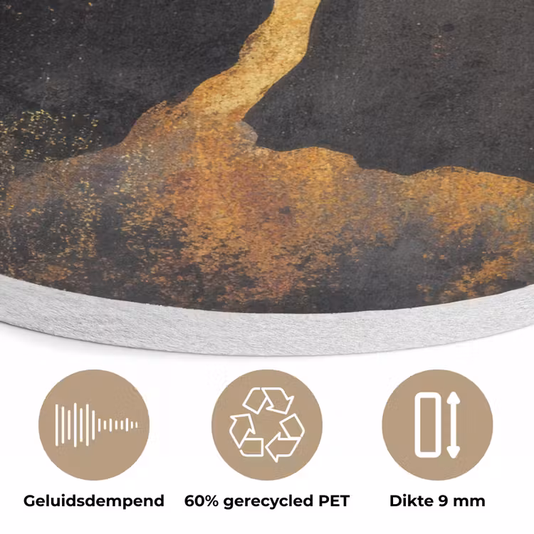 Boom - Schilderij - Goud - Abstract Akoestische PET Vilt - Rond klein -closeup_NL