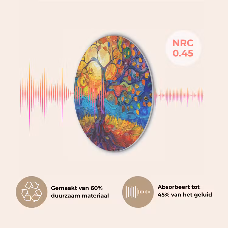 Boom - Zon - Verflook - Kleuren - Abstract Akoestische PET Vilt - Rond klein -USP_NL