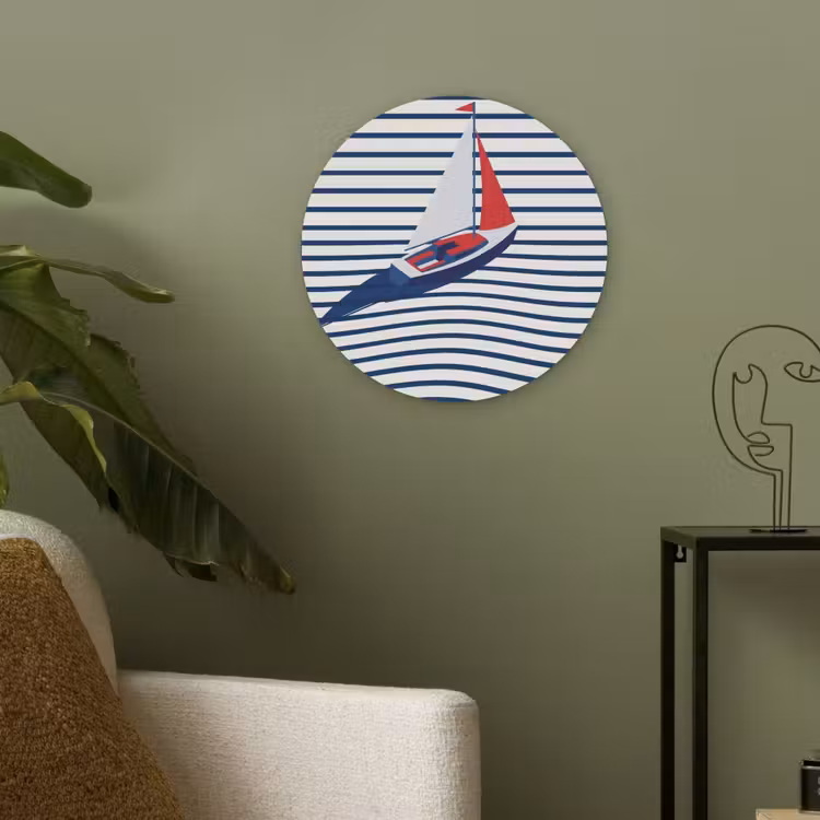 Boot - Water - Abstract - Blauw Akoestische PET Vilt - Rond klein -sfeer2