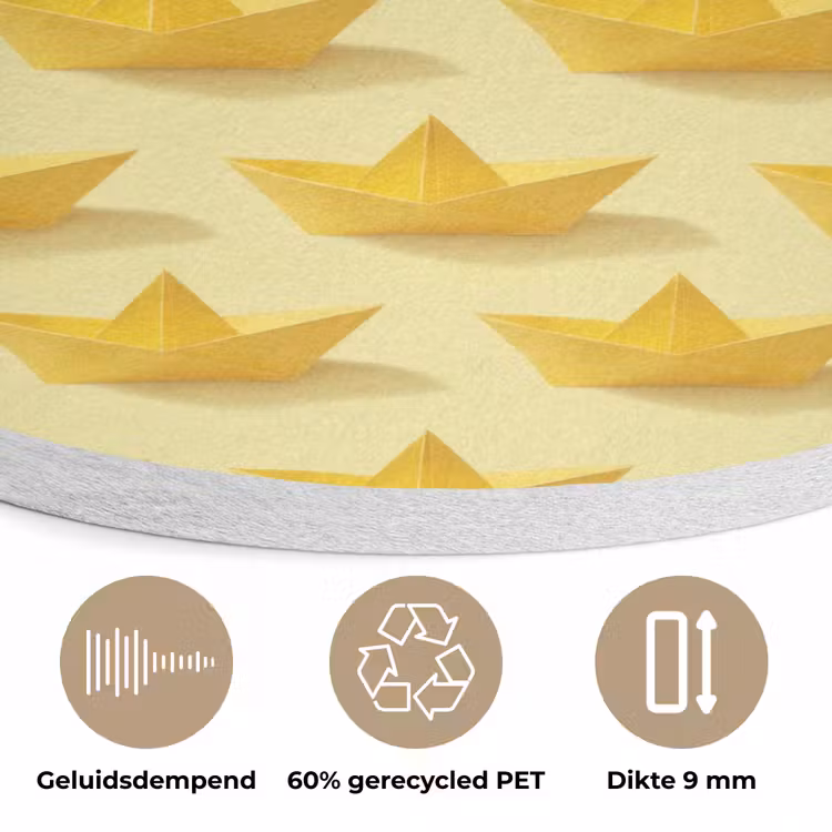 Bootjes - Origami - Creatief - Geel Akoestische PET Vilt - Rond klein 838 -closeup_NL