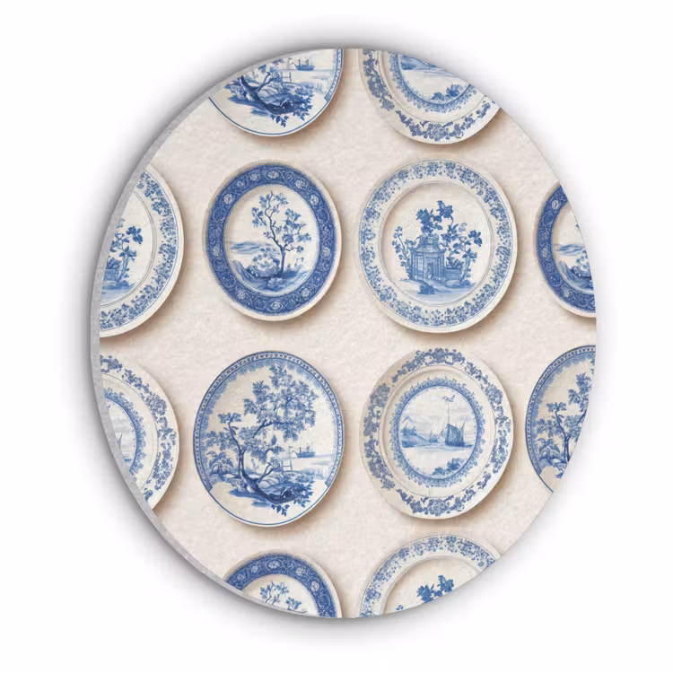Borden - Bomen - Planten - Blauw Akoestische PET Vilt - Rond klein 838 -3d