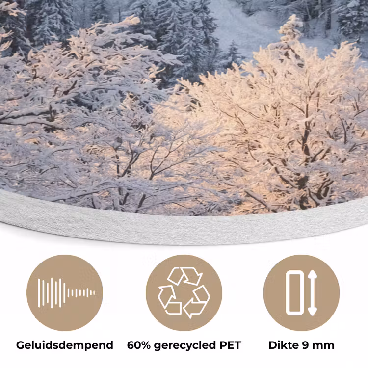 Bos - Bergen - Goud - Winter - Warm Akoestische PET Vilt - Rond klein -closeup_NL
