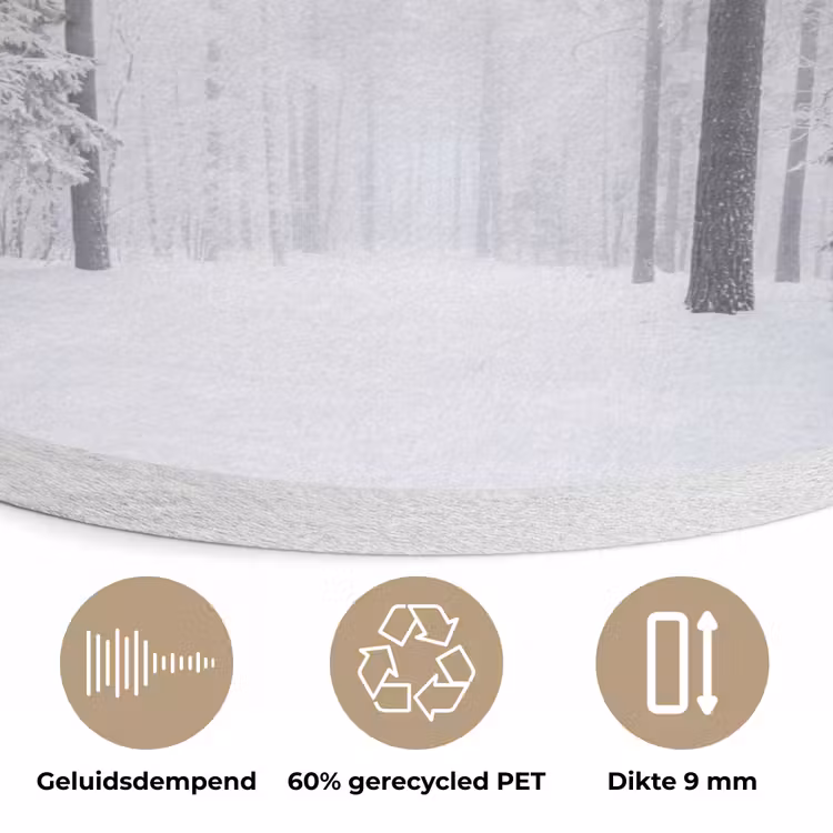 Bos - Sneeuw - Pad - Winter - Stilte Akoestische PET Vilt - Rond klein -closeup_NL