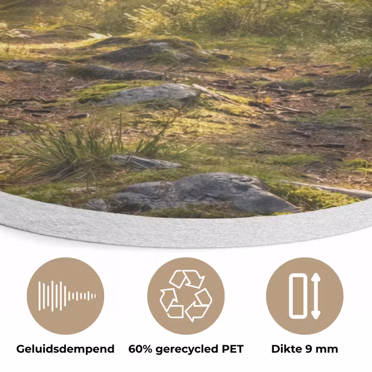 Bos - Zonlicht - Gras Akoestische PET Vilt - Rond klein -closeup_NL