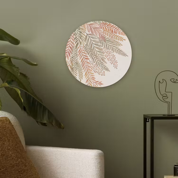Botanisch - Aquarel - Kleurrijk Akoestische PET Vilt - Rond klein -sfeer2
