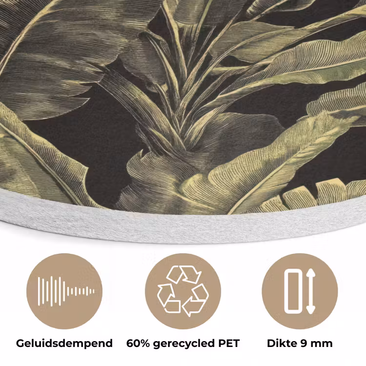 Botanisch - Bladeren - Groen Akoestische PET Vilt - Rond klein 838 -closeup_NL