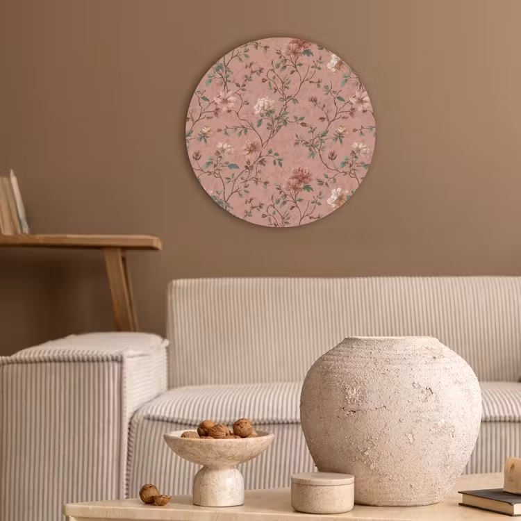 Botanisch - Bloemen - Roze Akoestische PET Vilt - Rond klein 838 -sfeer1