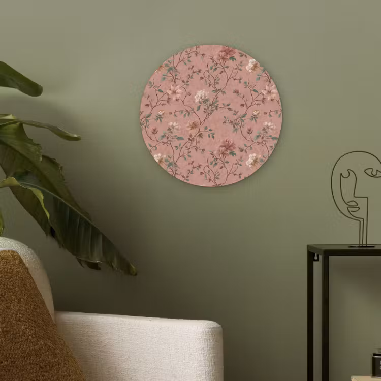 Botanisch - Bloemen - Roze Akoestische PET Vilt - Rond klein 838 -sfeer2