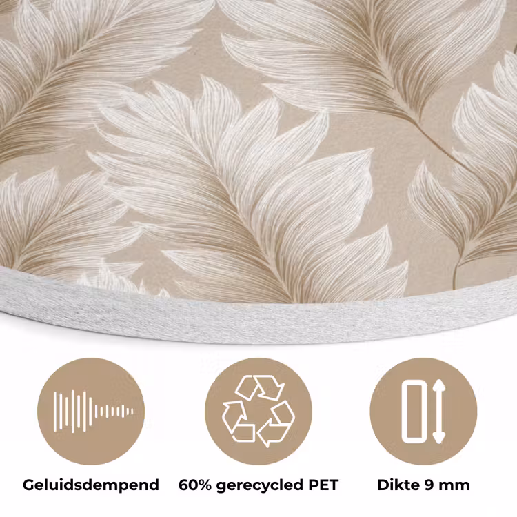 Botanisch - Patroon - Beige Akoestische PET Vilt - Rond klein 838 -closeup_NL