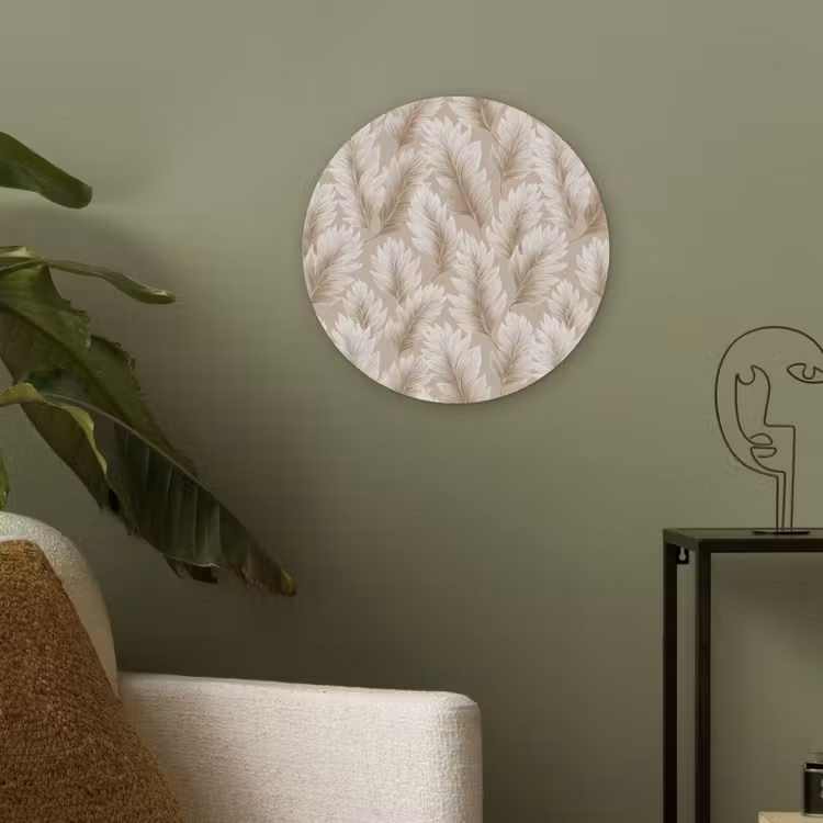 Botanisch - Patroon - Beige Akoestische PET Vilt - Rond klein 838 -sfeer2