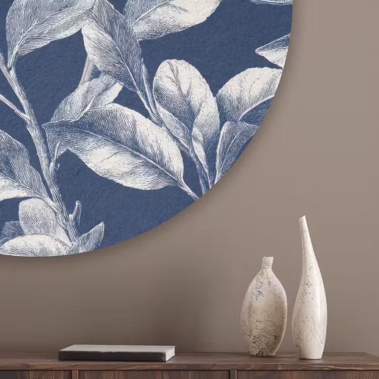 Botanisch - Patroon - Blauw Akoestische PET Vilt - Rond klein 838 -sfeer5_closeup