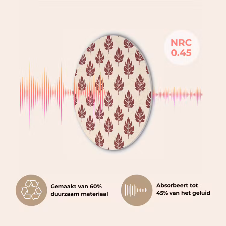 Botanisch - Patroon - Bordeaux Akoestische PET Vilt - Rond klein 838 -USP_NL