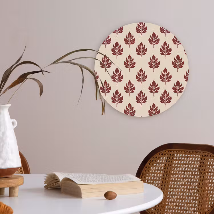Botanisch - Patroon - Bordeaux Akoestische PET Vilt - Rond klein 838 -sfeer3