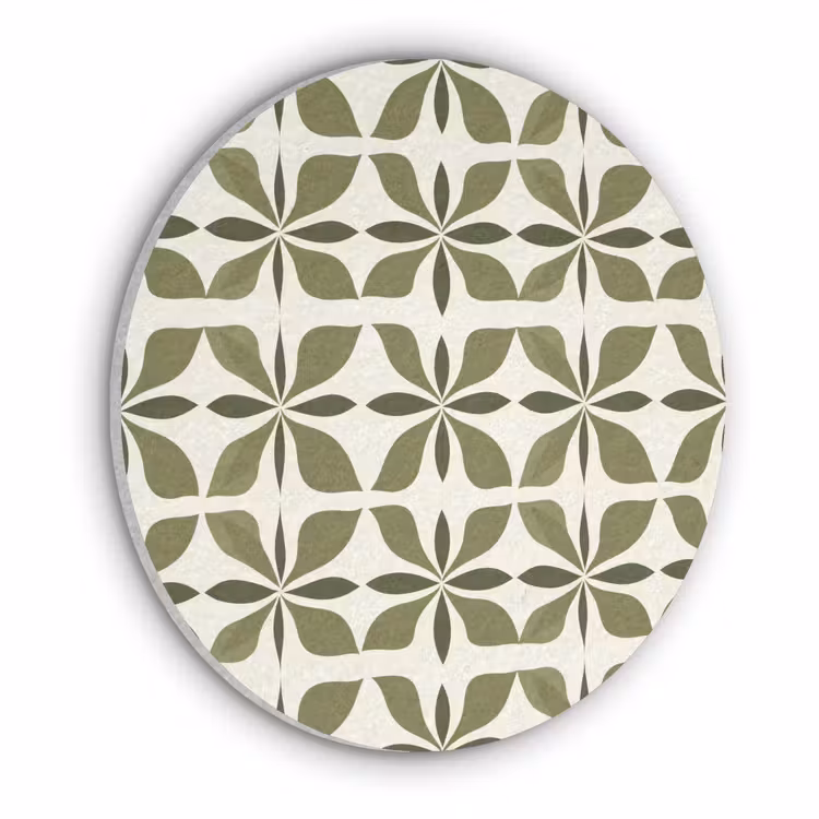 Botanisch - Retro - Groen Akoestische PET Vilt - Rond klein 838 -3d