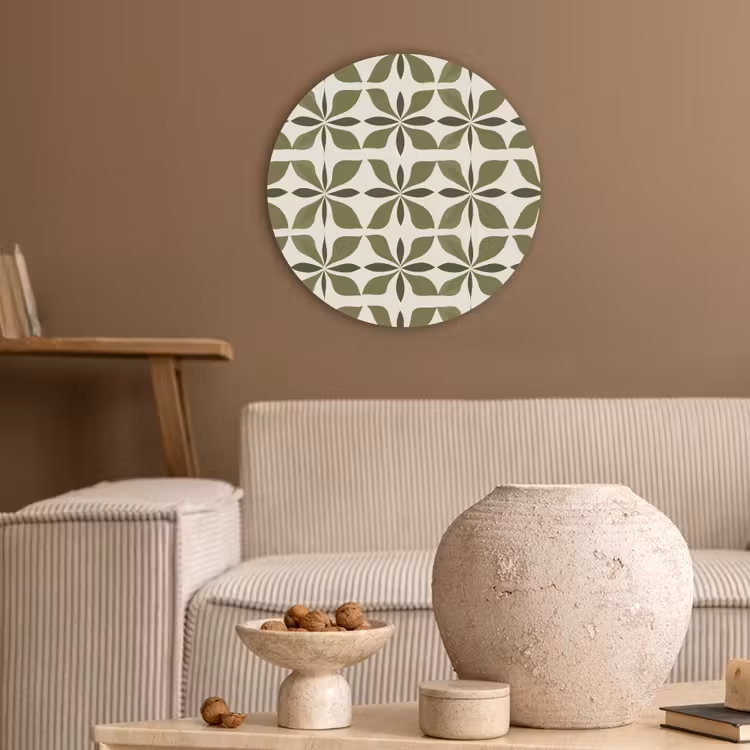 Botanisch - Retro - Groen Akoestische PET Vilt - Rond klein 838 -sfeer1