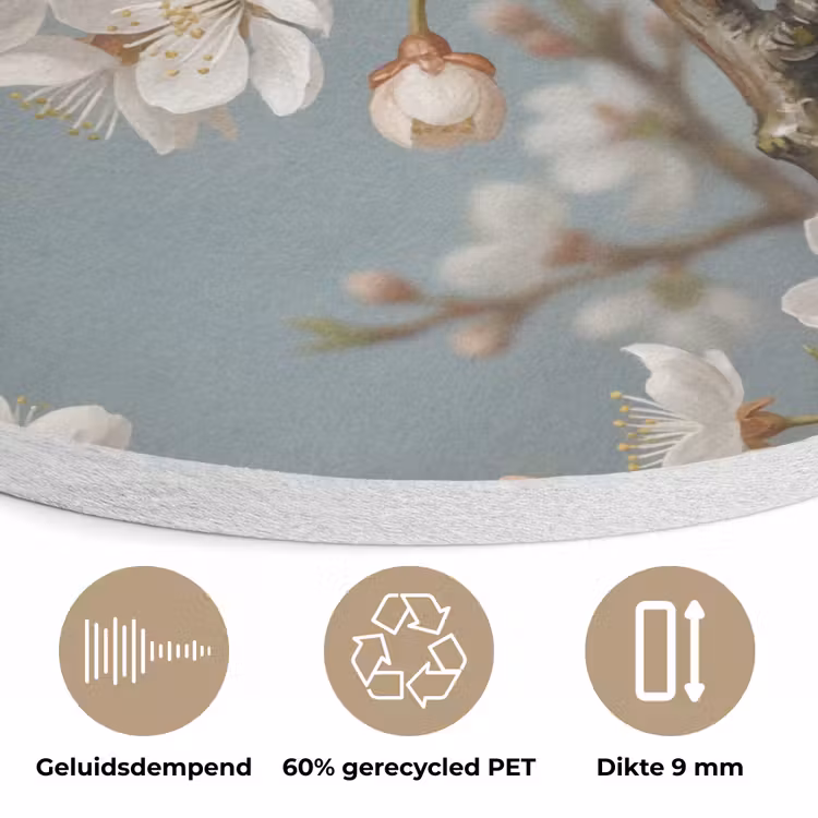 Botanisch - Stilleven - Blauw Akoestische PET Vilt - Rond klein -closeup_NL