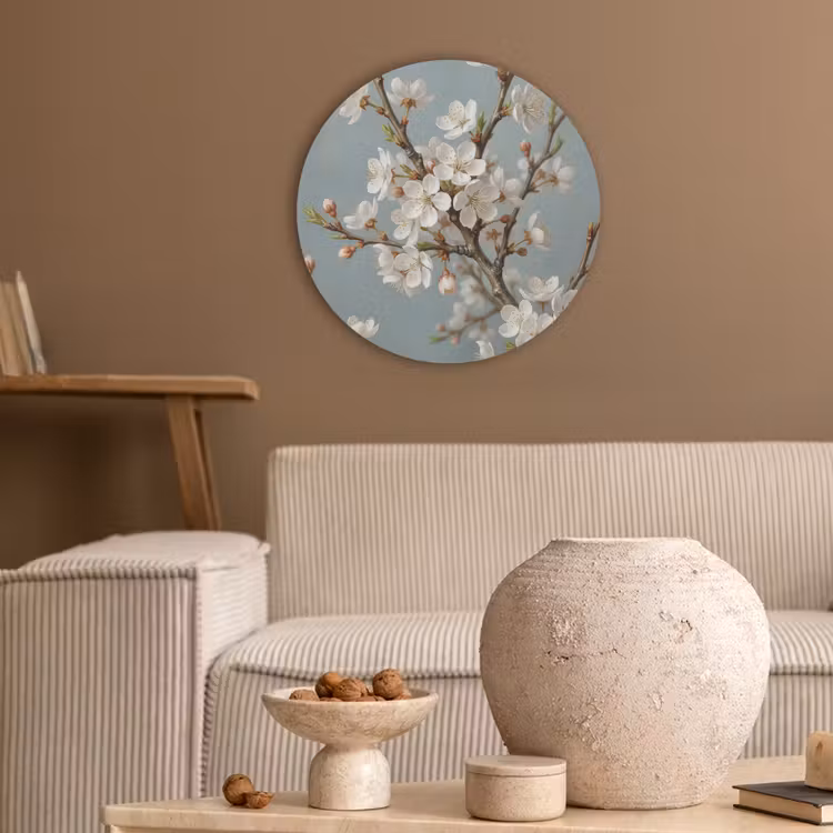Botanisch - Stilleven - Blauw Akoestische PET Vilt - Rond klein -sfeer1