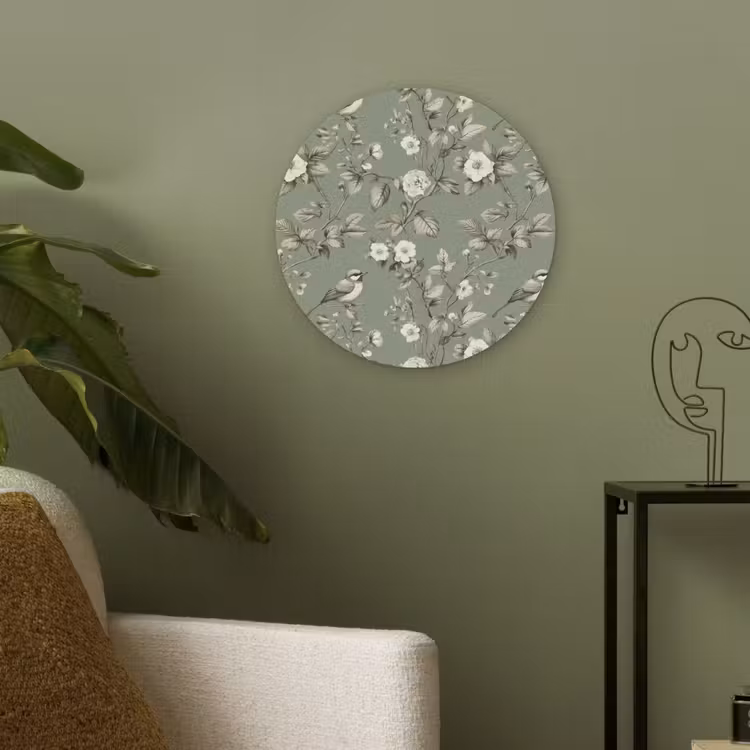 Botanisch - Vogels - Groen Akoestische PET Vilt - Rond klein 838 -sfeer2