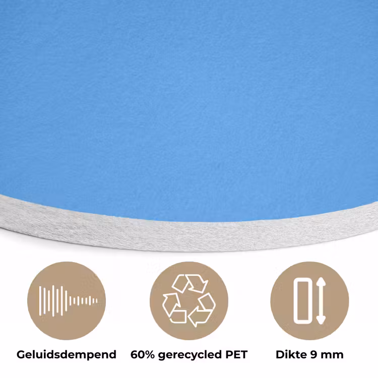 Bright - Azure - Blauw Akoestische PET Vilt - Rond klein 838 -closeup_NL