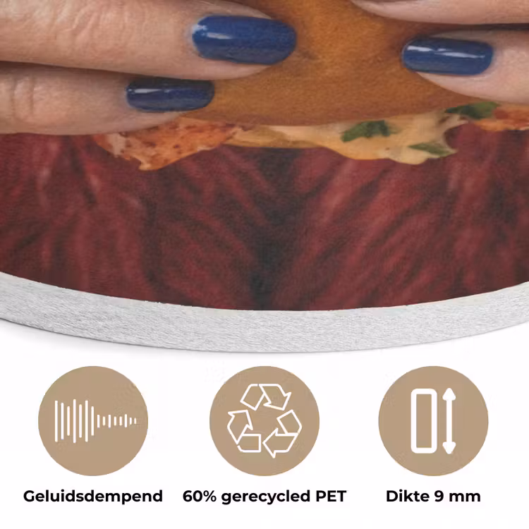 Broodje - Bontjas - Goud Akoestische PET Vilt - Rond klein -closeup_NL