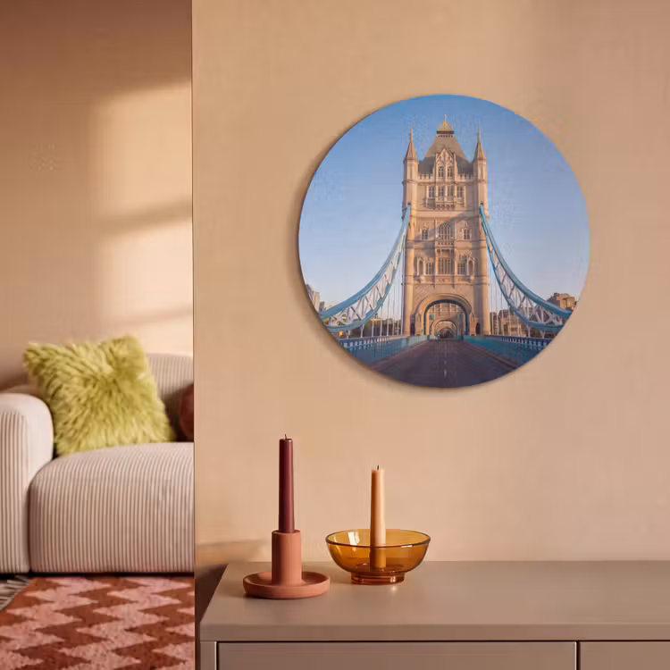 Brug - Toren - Architectuur - Klassiek - Blauw Akoestische PET Vilt - Rond klein -sfeer1